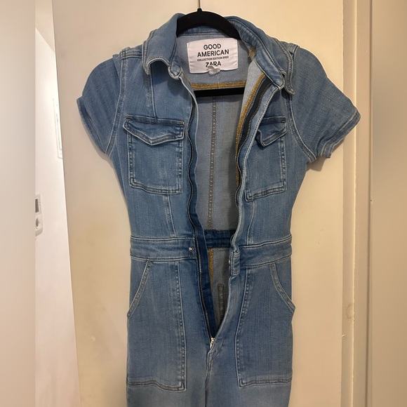 Zara X Good American ZW Sculpting Denim Jumpsuit - Picture 4 of 12